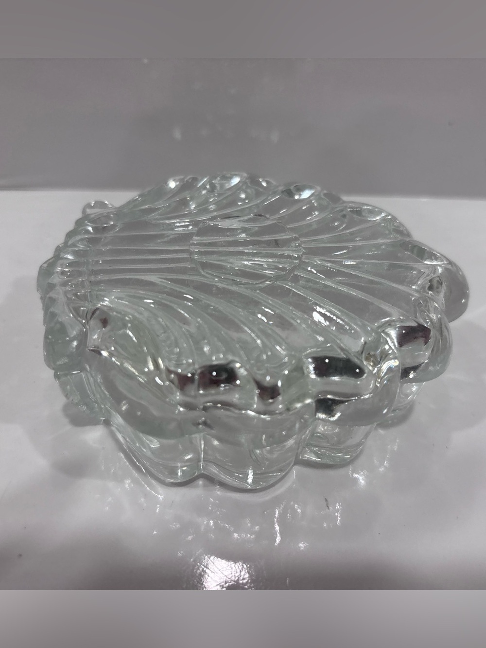 Vintage Clear Pressed Glass Shell-Shaped Salt Cellars / Trinket Dish